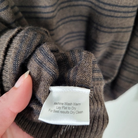 Merino Wool Crew Neck Sweater V-neck stripes stripes soft long sleeve - Picture 7 of 9